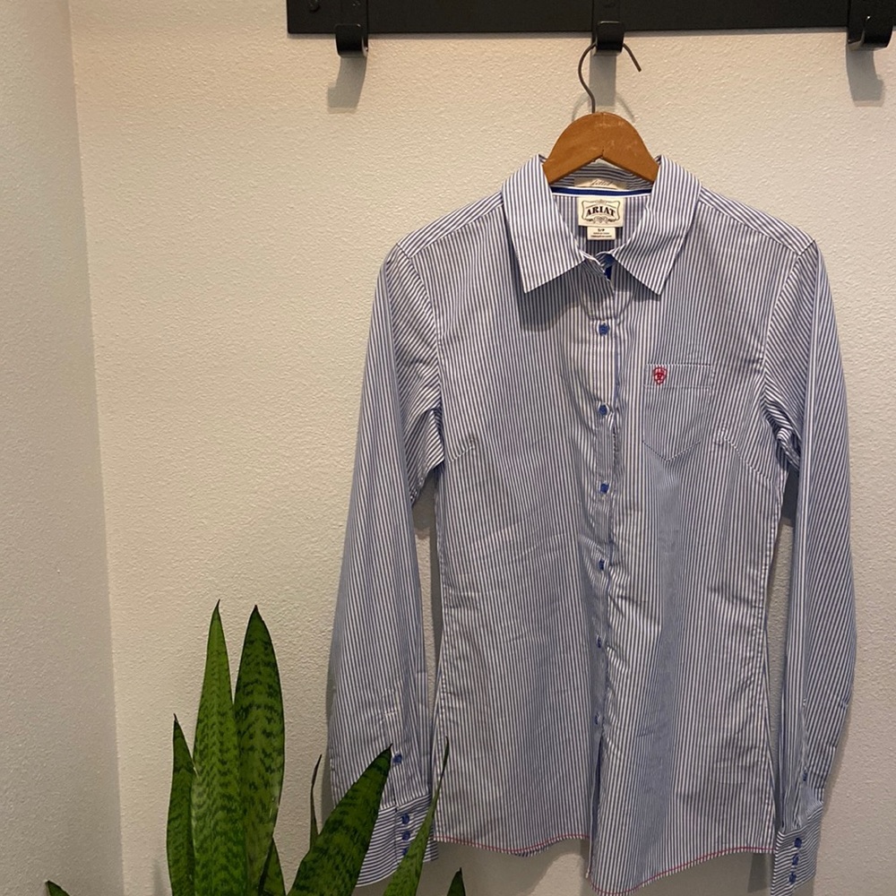 Ariat blue stripped western shirt